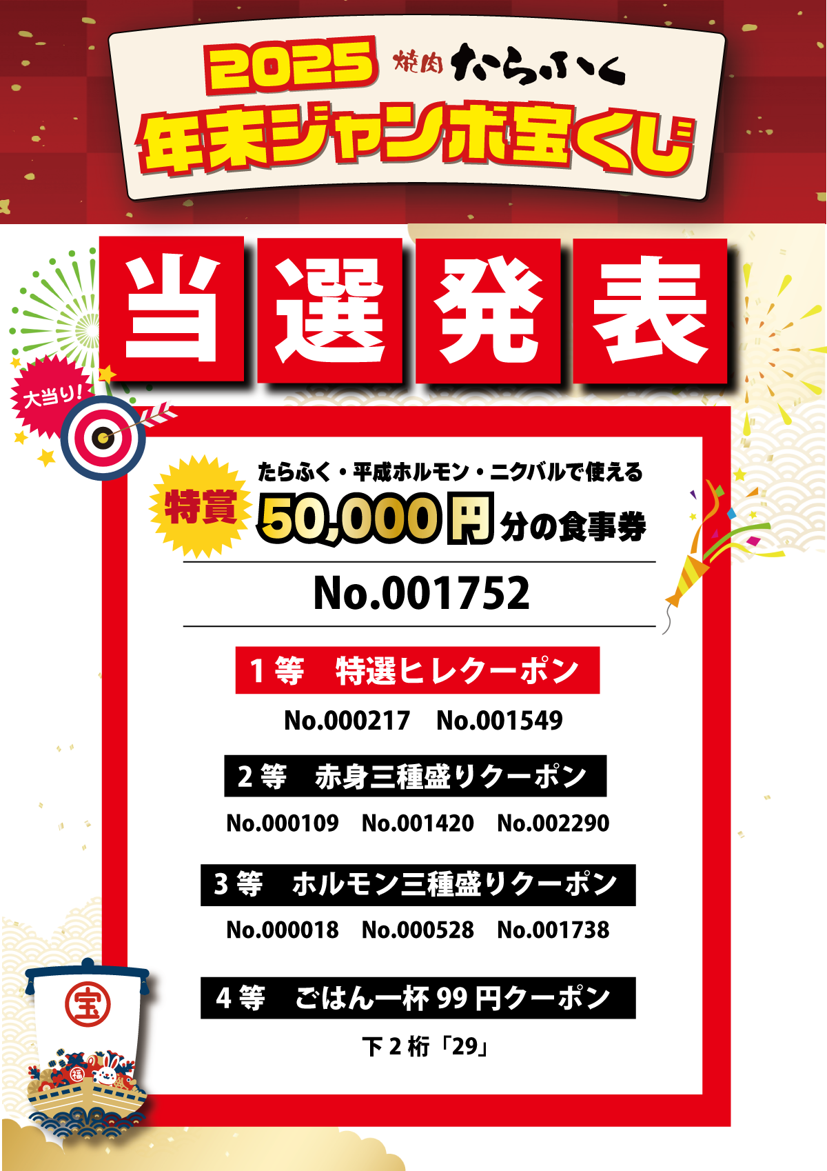 【2025年末ジャンボ宝くじ】当選発表!焼肉たらふく